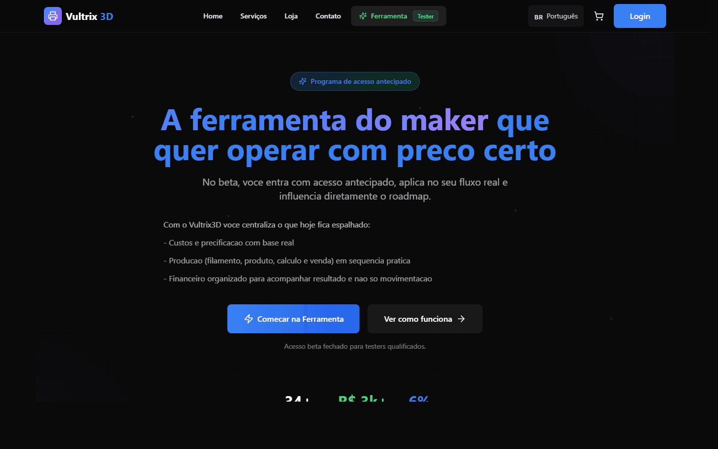 Vultrix 3D - Tool access page